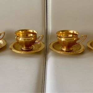 gold plated P.A.L.T. Gechoslovakia Tea Cups And Soucers 1928